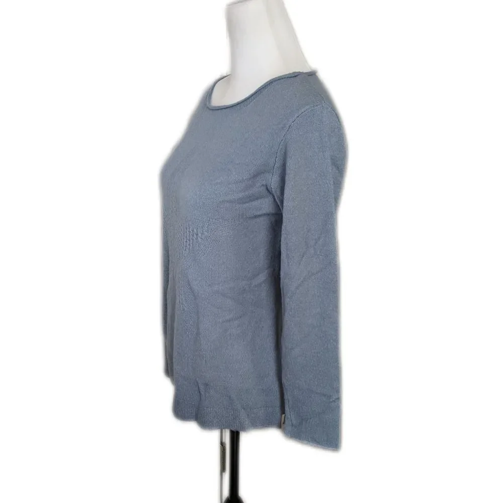Wit & Wisdom dusty light blue soft knit crew neck sweater, star design NWT S